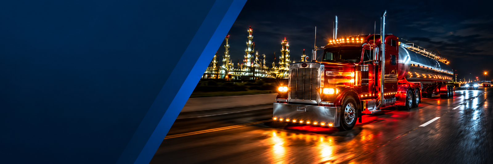Liquid Metal Transportation tanker running an expedited load at night