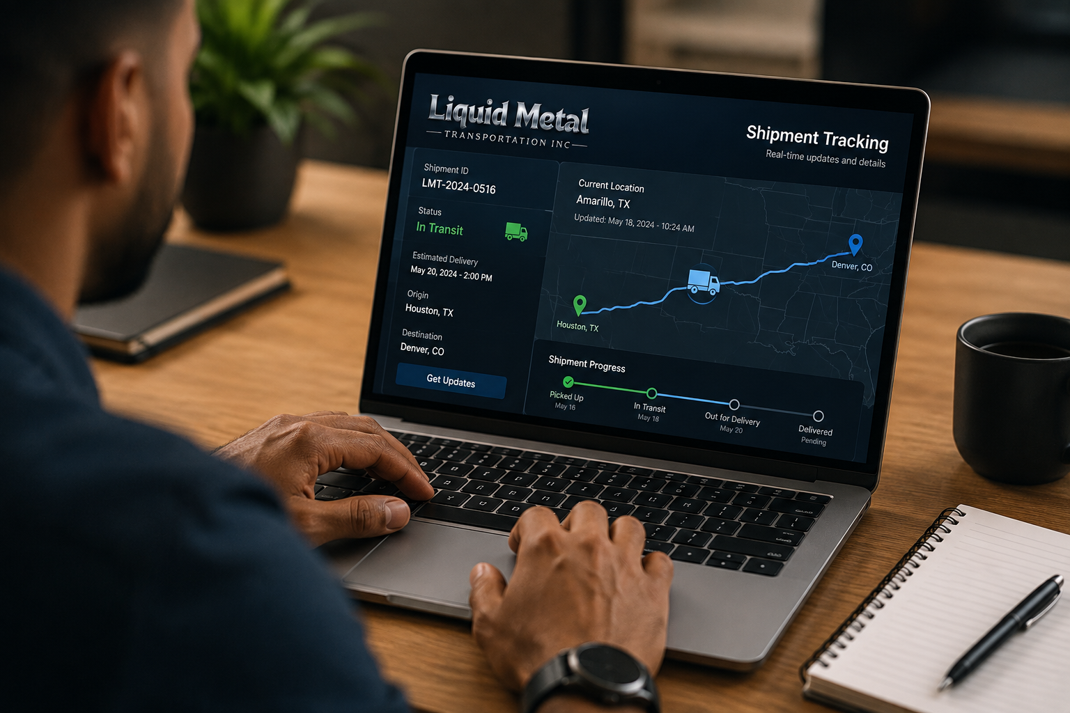 Shipment tracking dashboard used for freight visibility