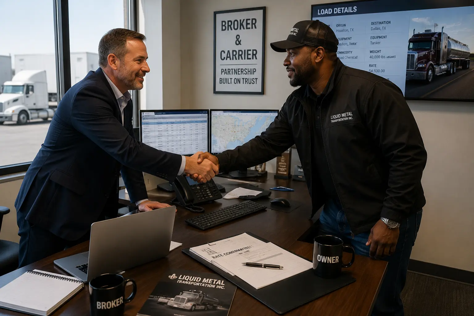 Operations leadership reviewing a shipment agreement